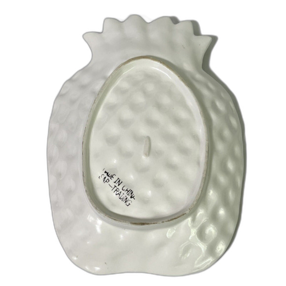 VINTAGE Ceramic Pineapple Trinket Tray Catchall Yellow and Green - Picture 6 of 17